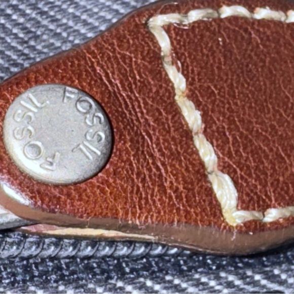 Fossil Vintage Y2K Crossbody Bag Charcoal Gray Canvas & Brown Leather Handbag - Picture 11 of 14